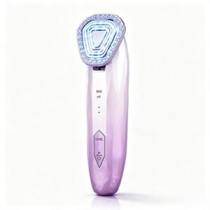 Gradient purple 7-in-1 ultrasonic EMS facial beauty device with blue LED photon light head