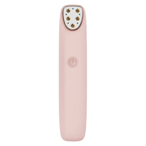 Home Pink Eye Skincare Beauty Device with multi-contact probe, portable home eye contour skincare instrument on white background