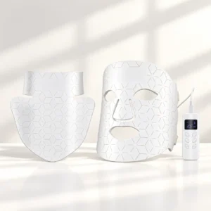 Red, blue, and near-infrared photon therapy flexible silicone LED face mask with 280 medical-grade chips and voice control.