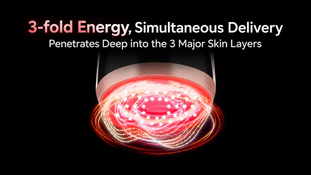 3-fold Energy, Simultaneous Delivery Red Light Beauty Device