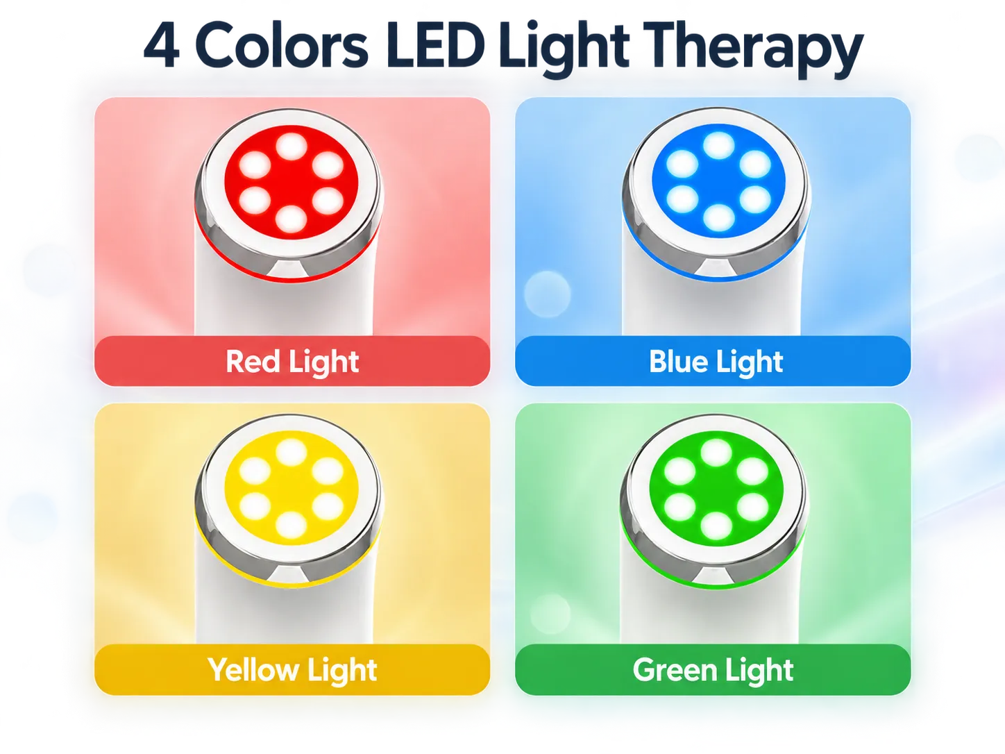 Four LED light therapy modes of facial beauty device