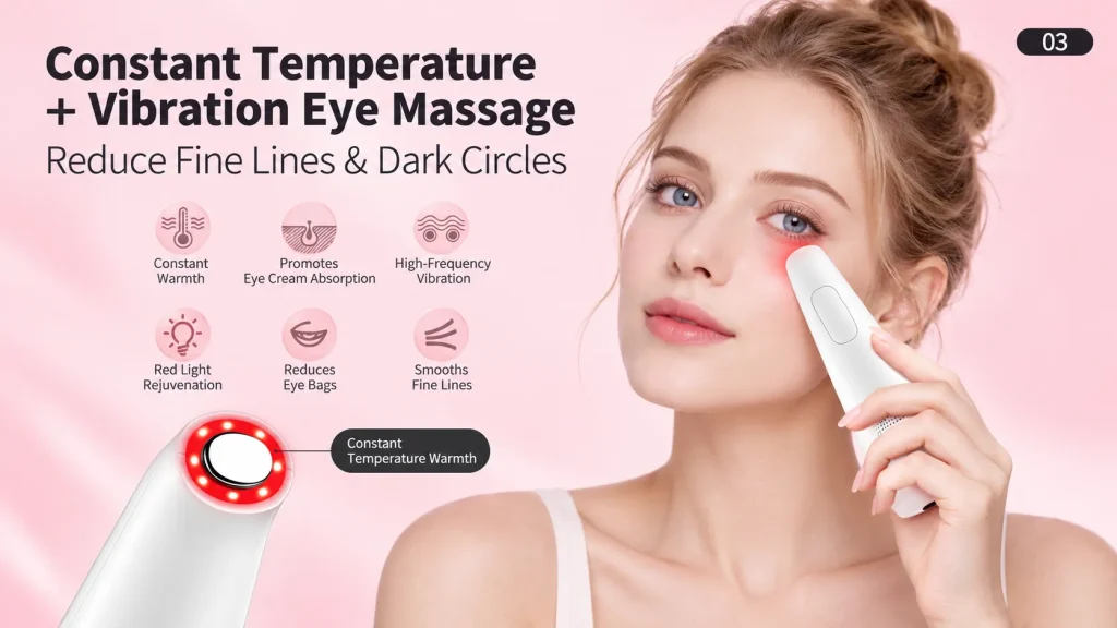 Facial beauty device for constant temperature and vibration eye massage, reduces dark circles and fine lines