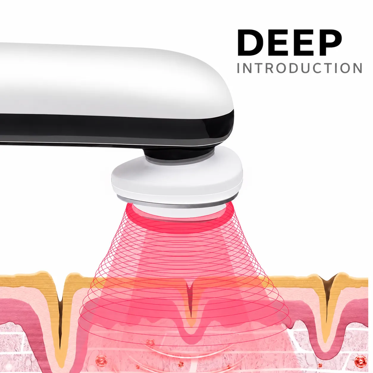 deep introduction diagram, beauty device transfers nutrition deep into skin layer