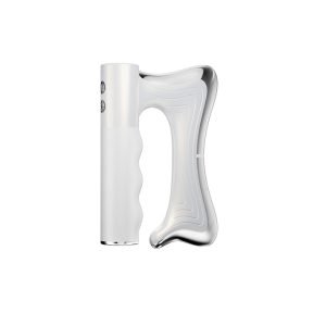 White electric fascial knife massager NW‑180 ergonomic handle stainless scraping head, white background product shot