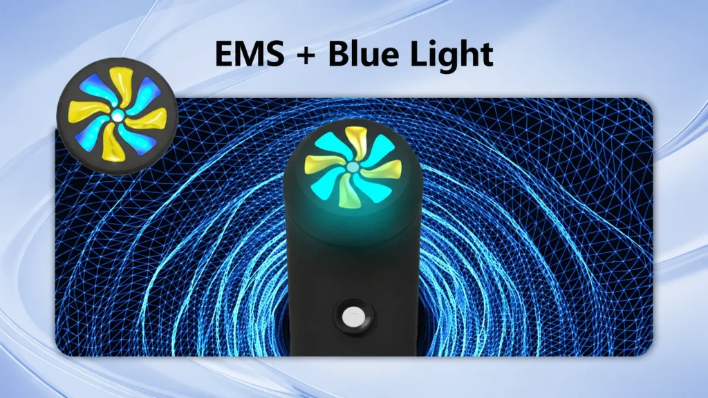 EMS and blue light interchangeable probe for 5-in-1 facial beauty device, muscle stimulation plus blue light skincare