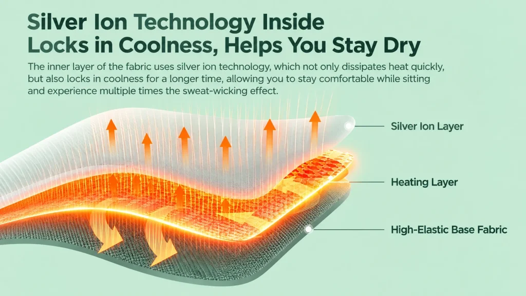 Layer diagram of EMS waist massager fabric, silver ion layer, heating layer and high elastic base fabric