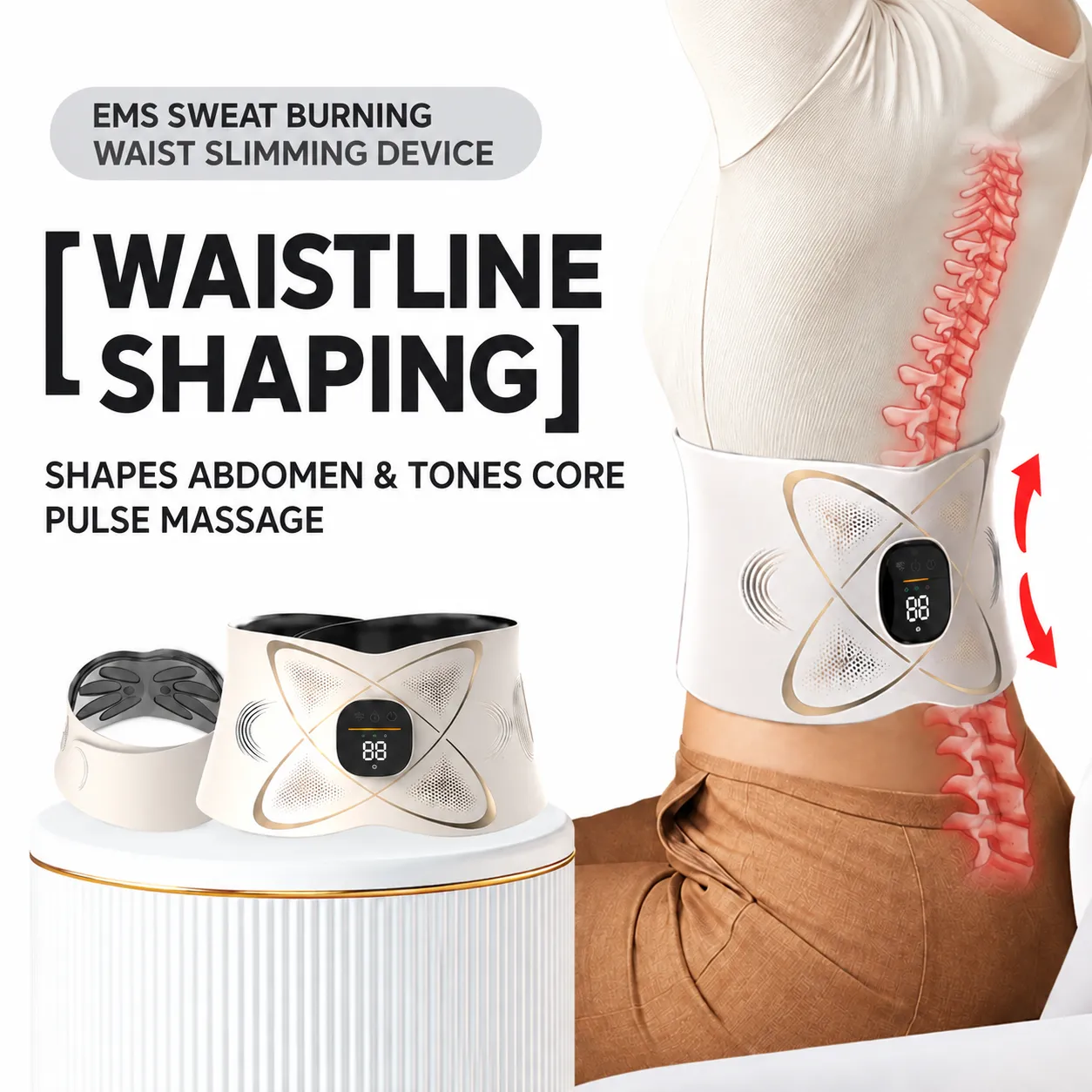 EMS sweat burning waist slimming device for waistline shaping