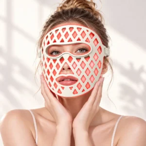 Honeycomb silicone phototherapy LED mask with 264 lamp beads and breathable lightweight design for professional skin rejuvenation.