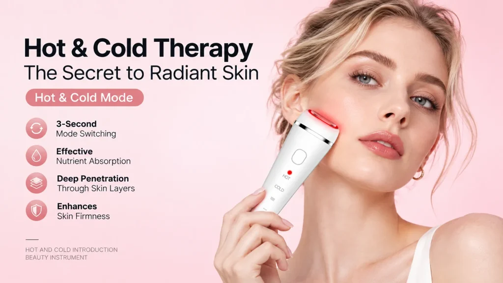Hot & Cold Therapy facial beauty device, handheld skin care machine for radiant glowing skin