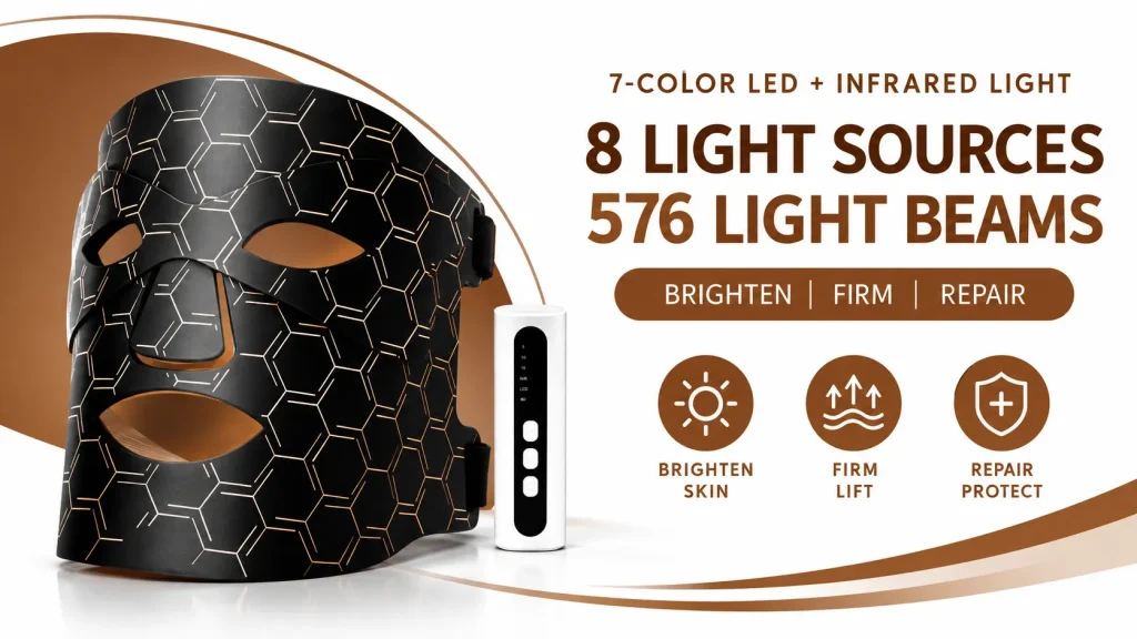 7 Color LED & Infrared Light Therapy Mask with Handheld Controller