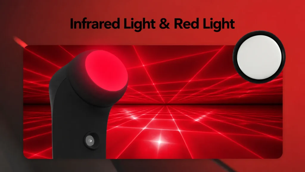 Infrared and red light therapy probe for home facial rejuvenation beauty device