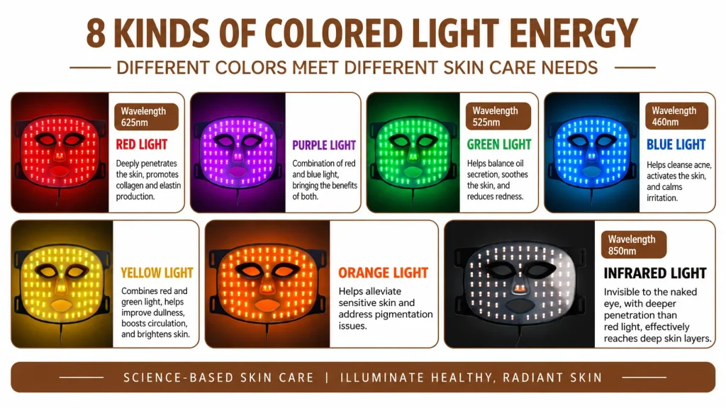 8 Kinds Colored Light Energy LED Mask, Meet Different Skincare Needs