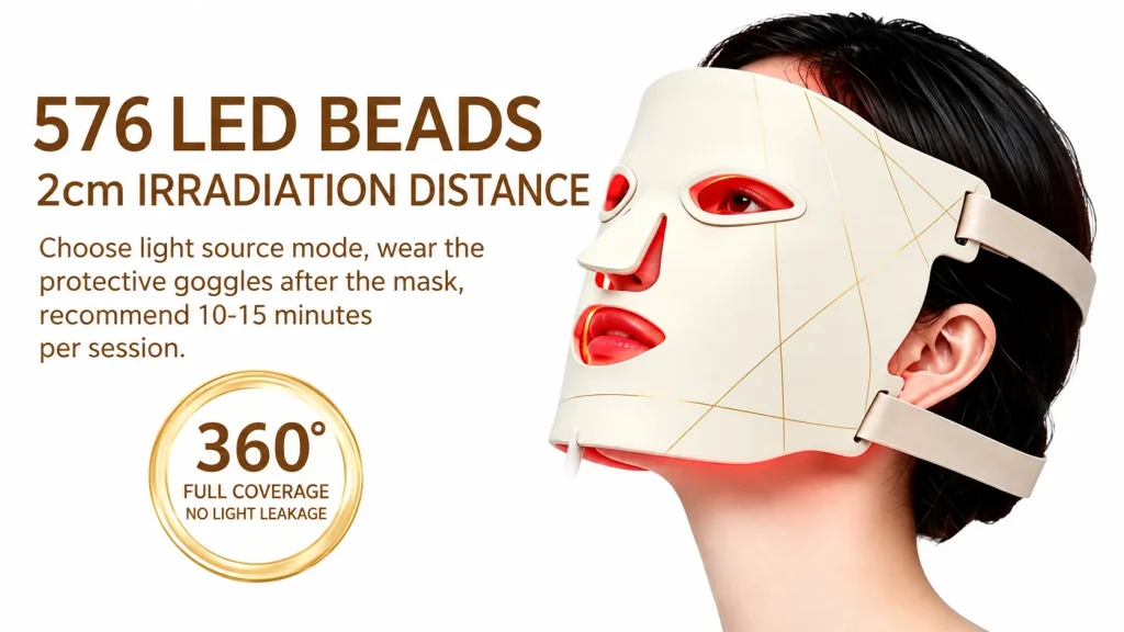 360° Full Coverage LED Facial Mask, 7 Color & Infrared Light Therapy