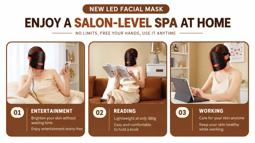 New LED Facial Mask, Enjoy Salon-level Spa At Home, Hands-Free Design