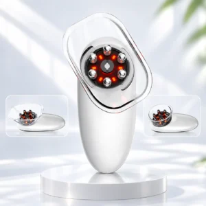 Multifunctional vacuum body massager with red and blue light therapy, EMS microcurrent, and interchangeable suction cups.