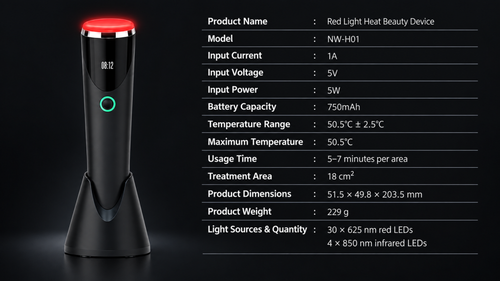 NW-H01 Red Light Heat Beauty Device Product Specifications
