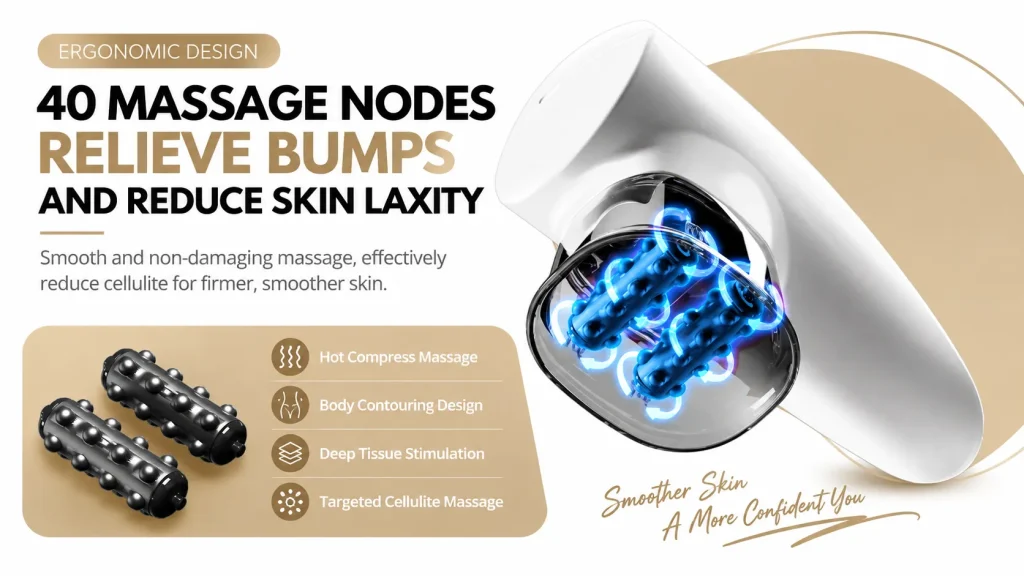 NUOMEIWEI NW-183 gua sha massager with 40 massage rolling nodes, hot compress for cellulite reduction and skin firming