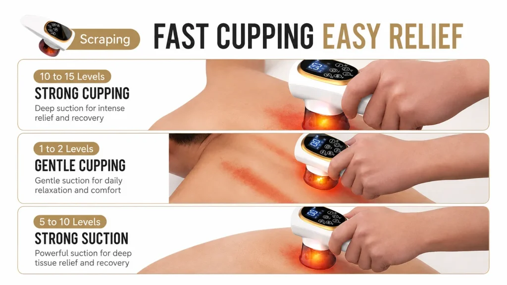 NUOMEIWEI NW-183 multifunctional massage scraping instrument, 15 adjustable suction levels for gentle cupping, strong suction and strong cupping