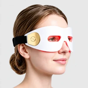 Red and near-infrared photon eye rejuvenation device with 80 LEDs and skin-friendly silicone design for dark circles and fine lines.