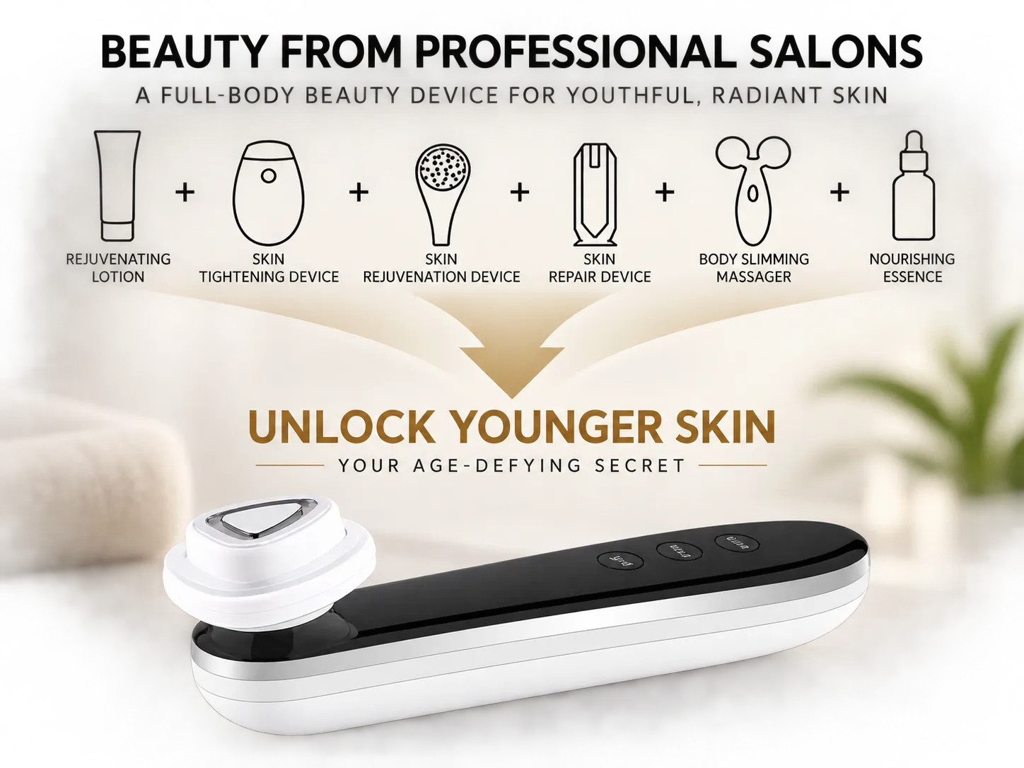 salon grade multifunctional beauty device, replace multiple skincare tools, anti aging unlock younger skin