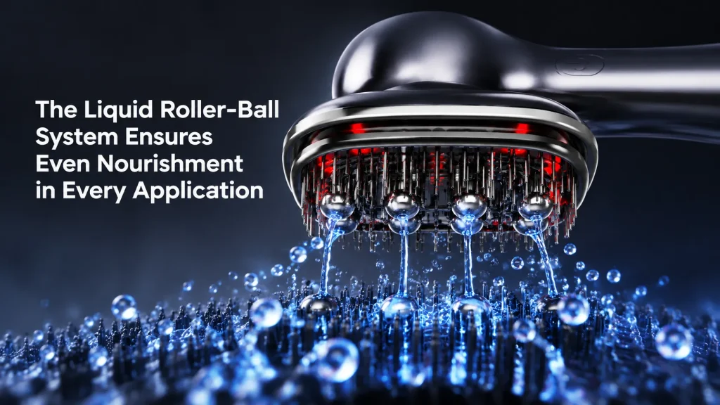 Scalp massage comb liquid roller-ball system releases hair serum evenly, delivers consistent nourishment to scalp every use