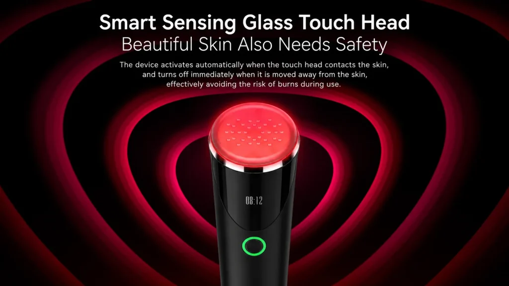 Smart Sensing Glass Touch Head Red Light Skincare Instrument